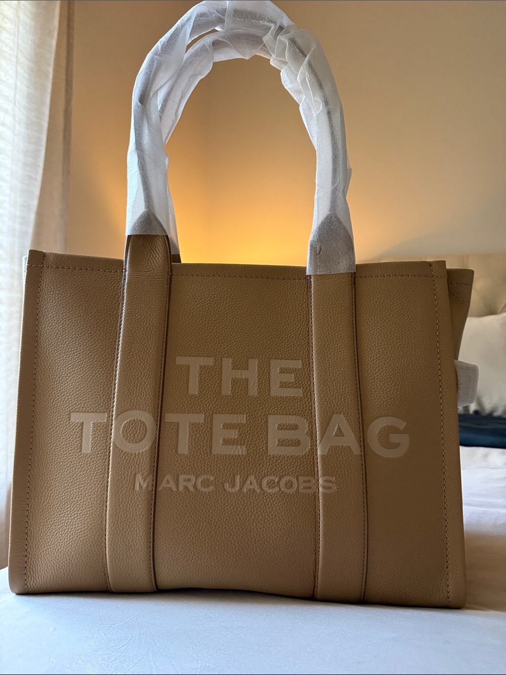 Marc Jacobs Beige Leather Tote with Logo